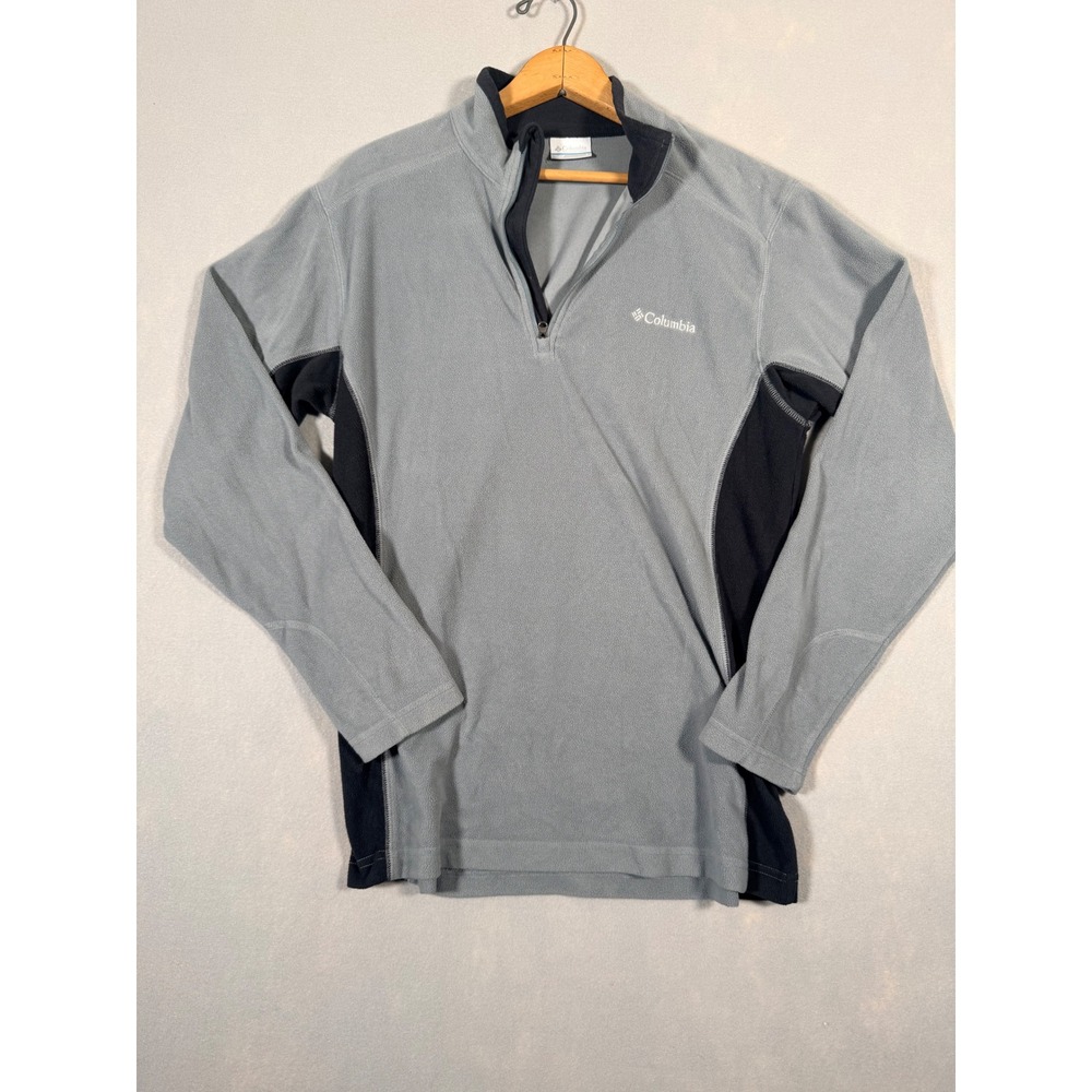 Columbia Mens Grey Black Quarter Zip Fleece Pullover Jacket Small